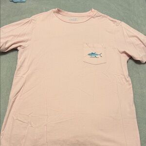 Vineyard Vines Pastel Pink Pocket Tee with Blue Fish
